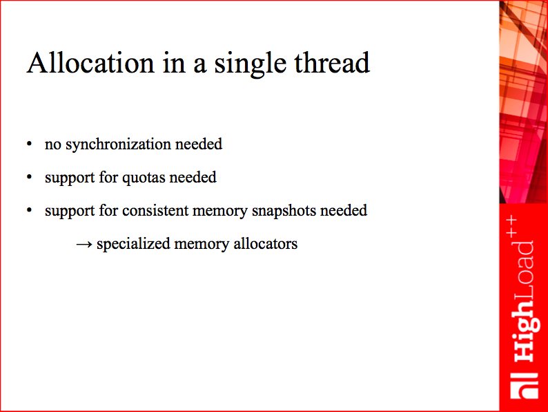 Allocation in a single thread